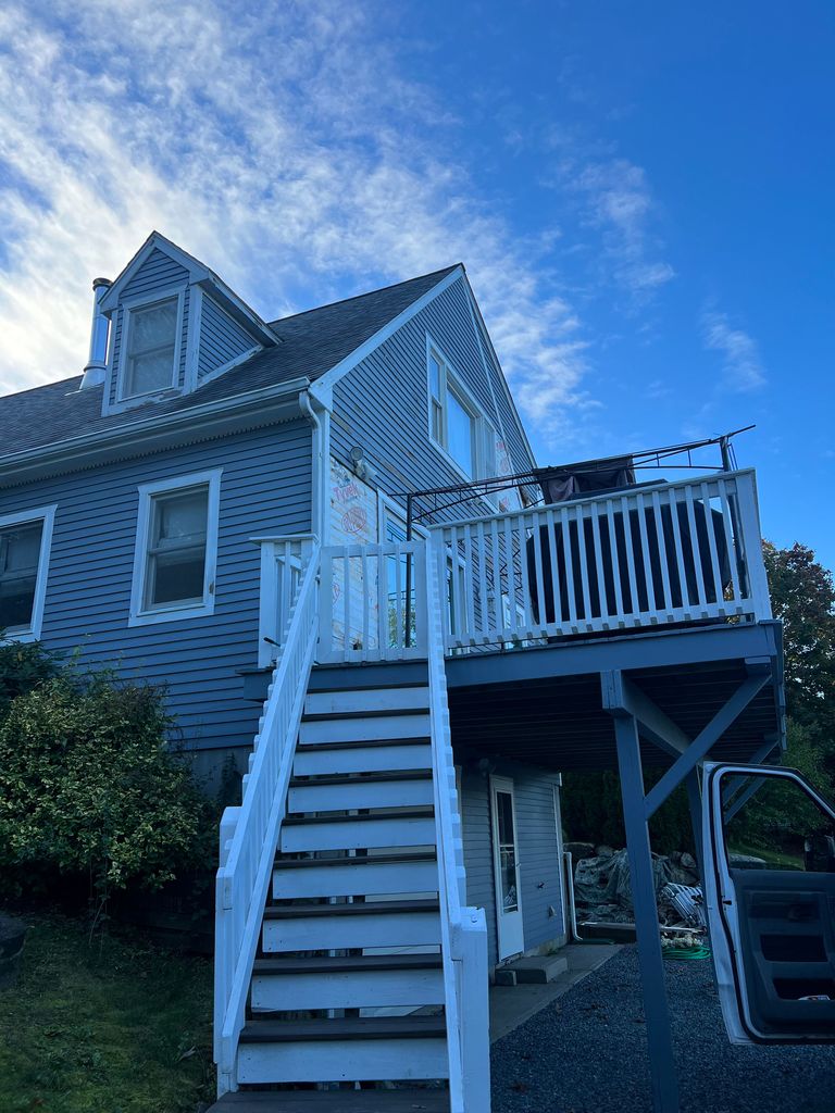 Deck stairs and new siding, Tiverton, RI
